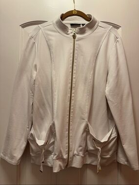 NEED GONE - Susan Graver Cream Zip-Front Bomber Jacket